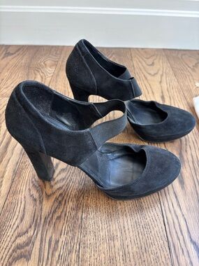 J. Crew Jayne Platform Heels Black Suede Sz 8